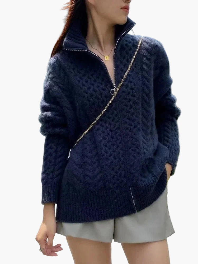 Damen Strickjacke im Zopfmuster-Stil – Bequemer Cardigan für Alltag und Freizeit
