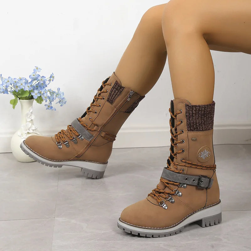 Theresa – Modische Schnürstiefel mit Plateau und dicker Sohle