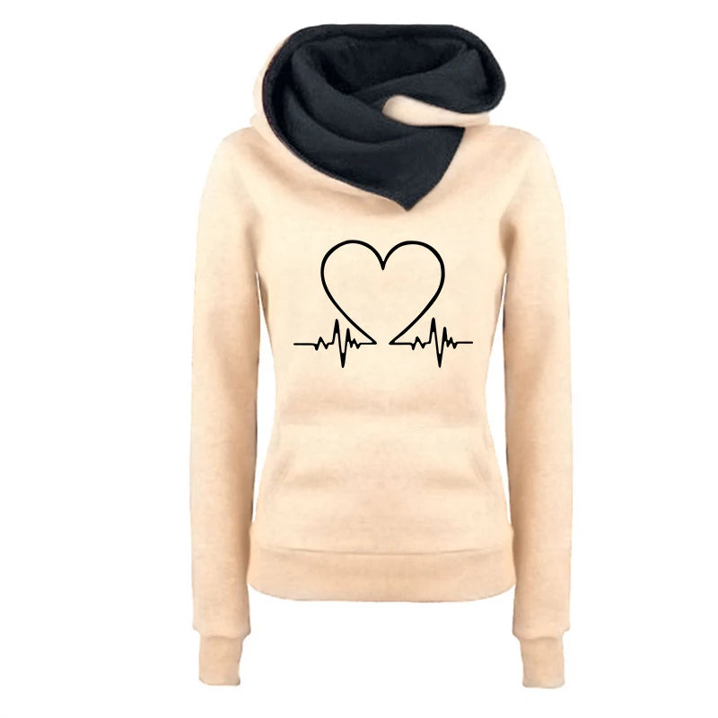 Tessa – Damen-Kapuzenpullover mit Herzschlag-Print