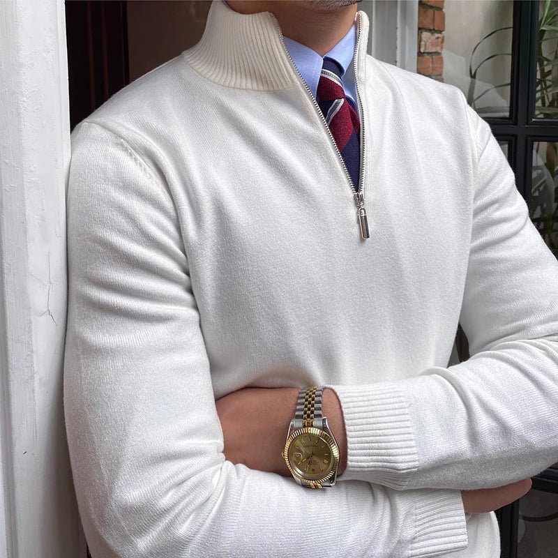 Herren Pullover mit halbem Reißverschluss – Eleganter Freizeit- und Business-Strickpullover