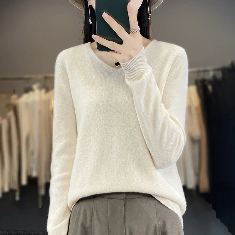 Malene – V-Ausschnitt gestrickter Pullover für Herbst und Winter