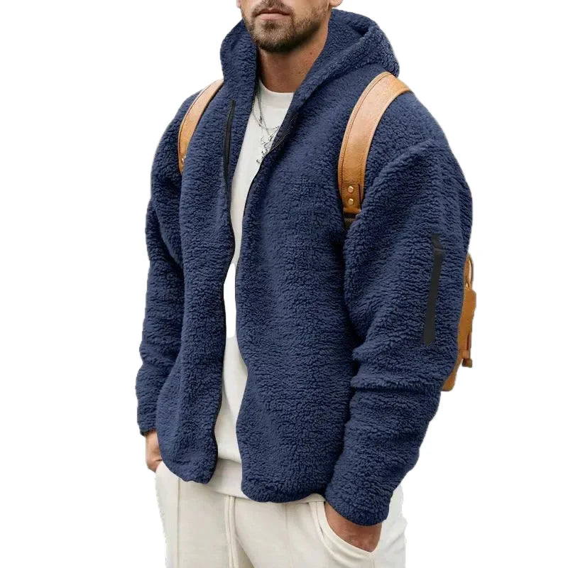 Herren Fleece Kapuzenjacke Sportlich Lässig Outdoor Komfort