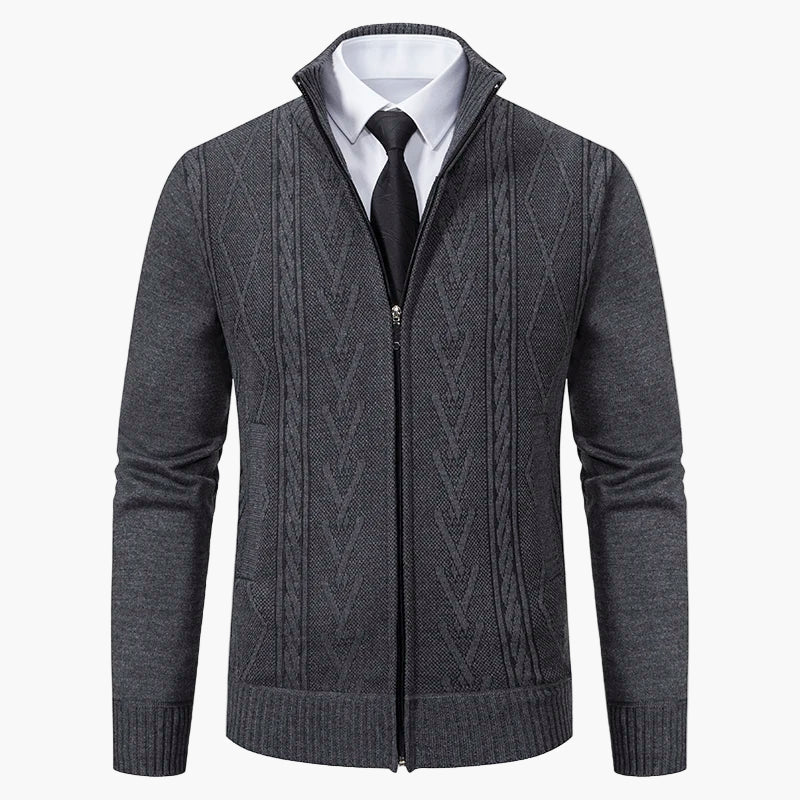 Herren Strickjacke mit Zopfmuster – Eleganter Business Casual Cardigan für Büro & Alltag
