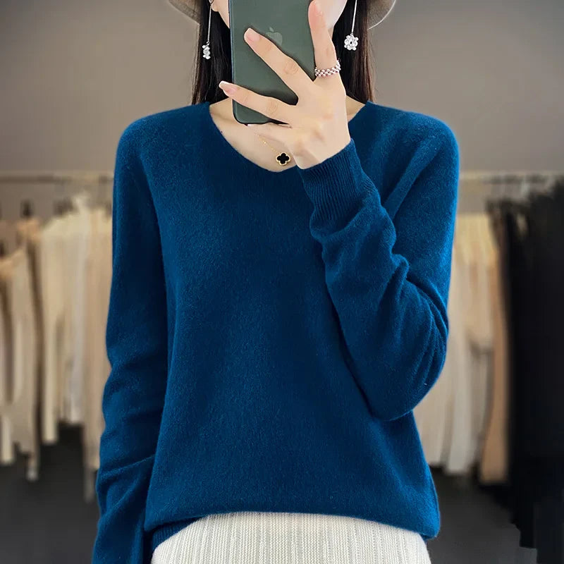Malene – V-Ausschnitt gestrickter Pullover für Herbst und Winter