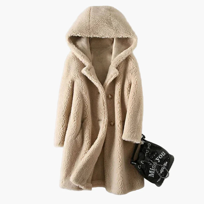 Damen Teddyfell Mantel mit Kapuze – Kuscheliger Wintermantel, Lässiger Stil