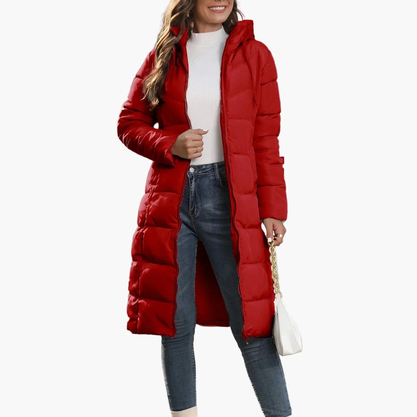 Damen Steppmantel Winterjacke mit Kapuze – Langer Puffermantel für Alltag & Streetwear