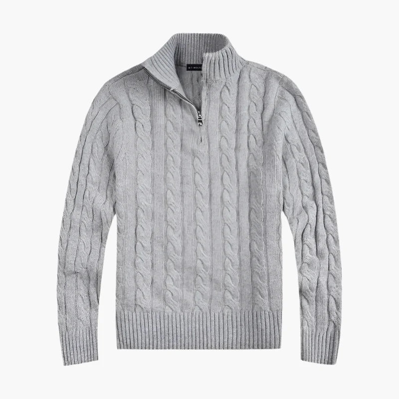 Herren Strickpullover mit Zopfmuster und Halbzipp – Eleganter Freizeitpullover für stilvolle Outfits