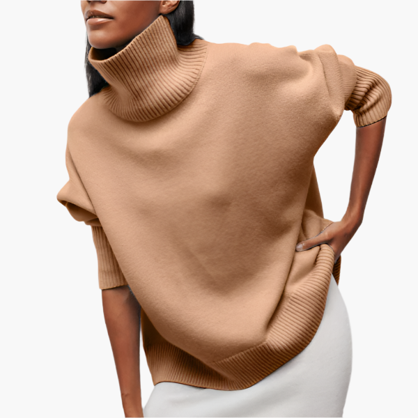 Damen Pullover mit Stehkragen und Oversize-Ärmeln – Eleganter Strickpullover für stilvolle Outfits