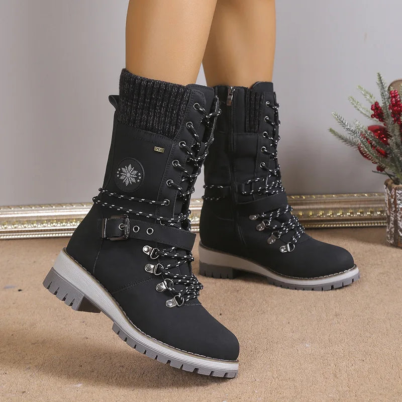 Theresa – Modische Schnürstiefel mit Plateau und dicker Sohle