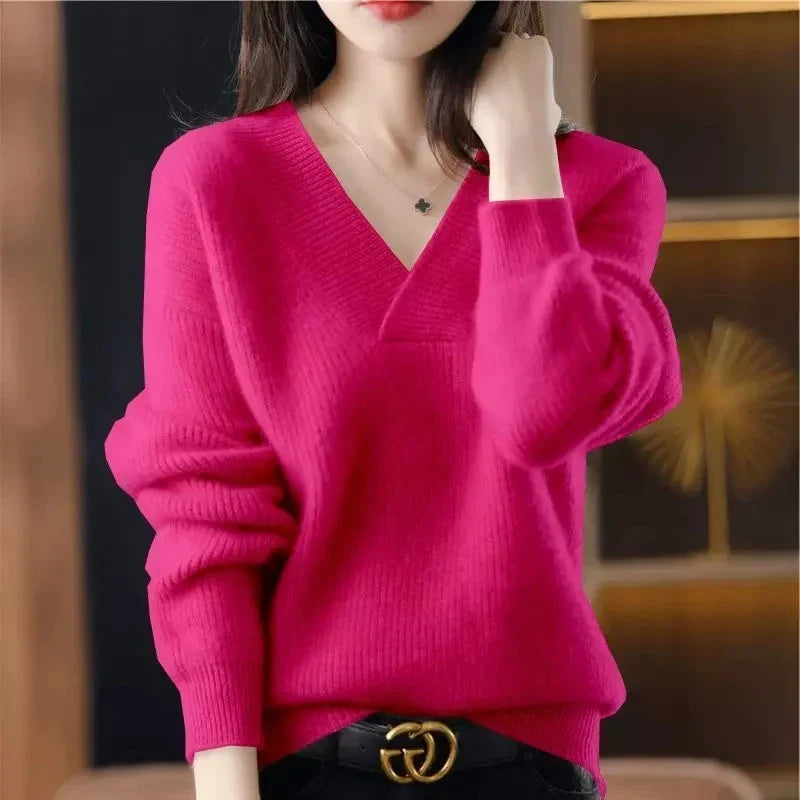 Helene – Locker gestrickter V-Ausschnitt-Pullover für Herbst und Winter