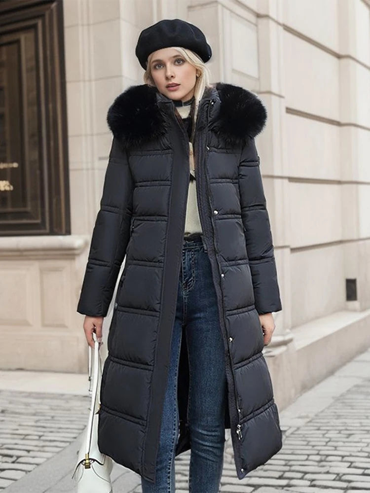 Anne - Winterjacke mit Fellkragen und Gürtel