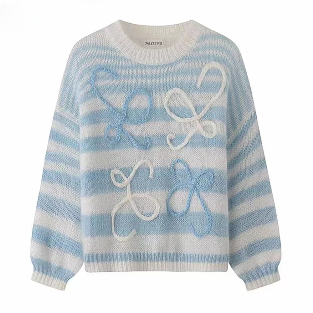 Elisabeth – Damen Strickpullover mit Regenbogenmuster für Herbst und Winter