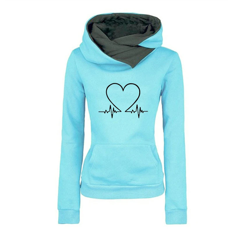 Tessa – Damen-Kapuzenpullover mit Herzschlag-Print