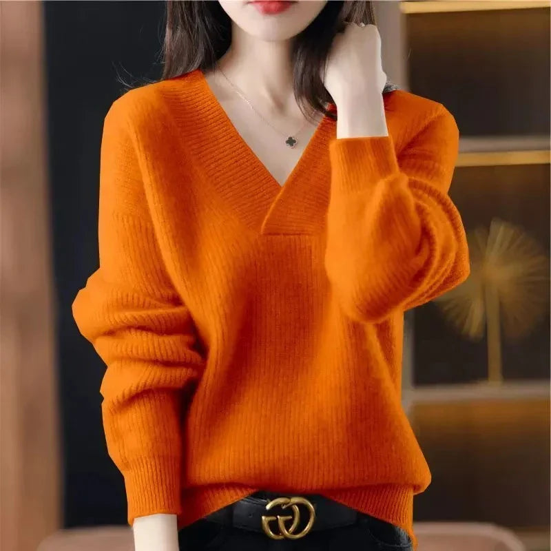 Helene – Locker gestrickter V-Ausschnitt-Pullover für Herbst und Winter