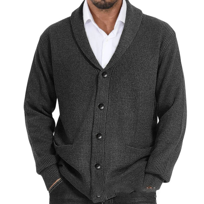 Cardigans en tricot pour hommes, pull décontracté, cardigans monochromes, revers boutonné, veste en tricot, pulls vintage pour hommes, automne, hiver, 2024
