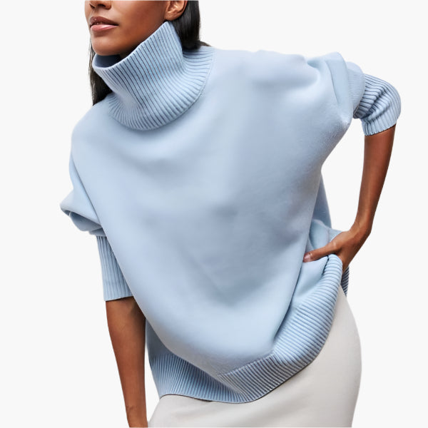 Damen Pullover mit Stehkragen und Oversize-Ärmeln – Eleganter Strickpullover für stilvolle Outfits