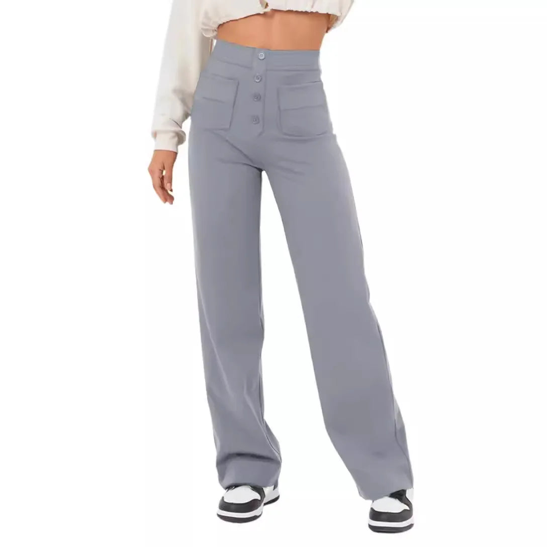 Tara – Bodenlange Damenhose mit Hohem Bund und Elastischem Taillenbund
