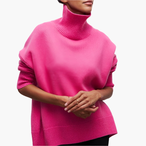 Damen Pullover mit Stehkragen und Oversize-Ärmeln – Eleganter Strickpullover für stilvolle Outfits