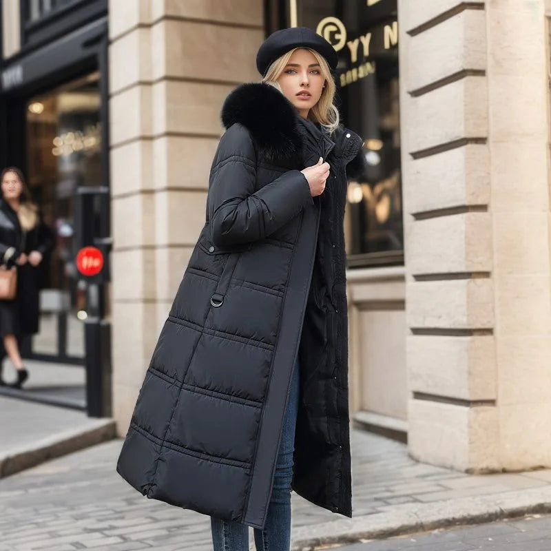 Anne - Winterjacke mit Fellkragen und Gürtel