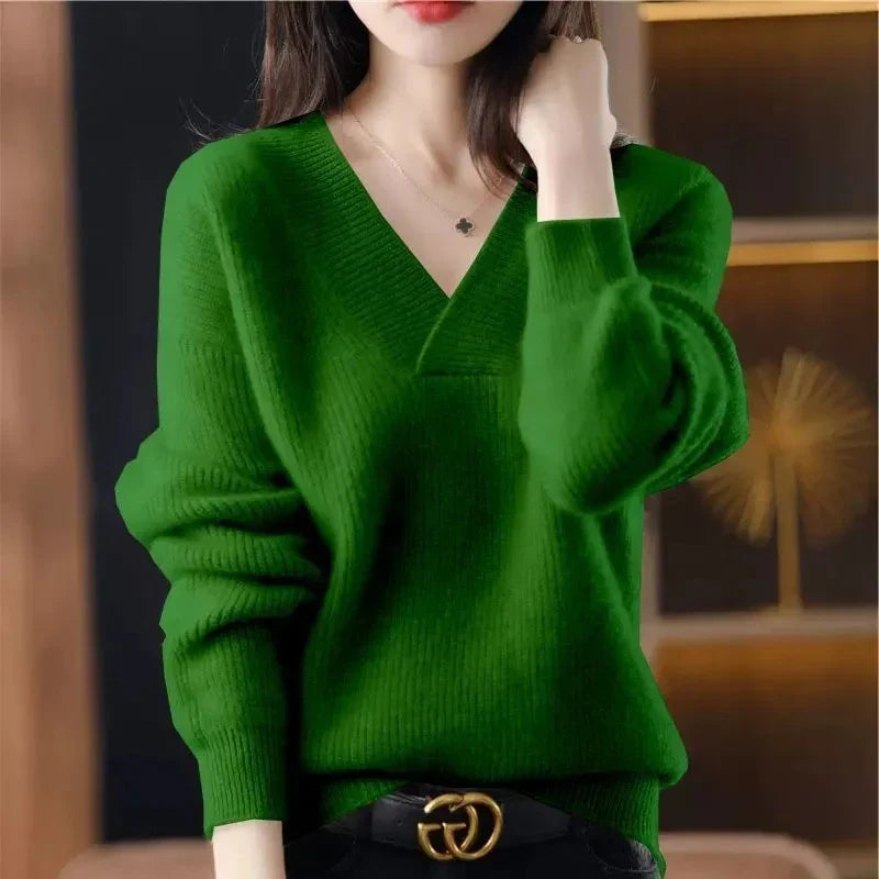 Helene – Locker gestrickter V-Ausschnitt-Pullover für Herbst und Winter