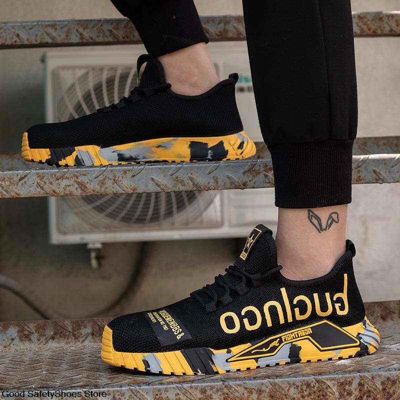 Herren Arbeitsschuhe Sicherheits Sneaker mit Stahlkappe – Atmungsaktive und Leichte Berufsschuhe für Baustelle & Outdoor