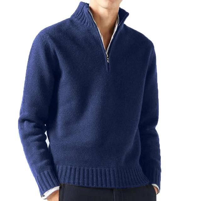 David – Herren Langarmpullover in Unifarben für den Alltag