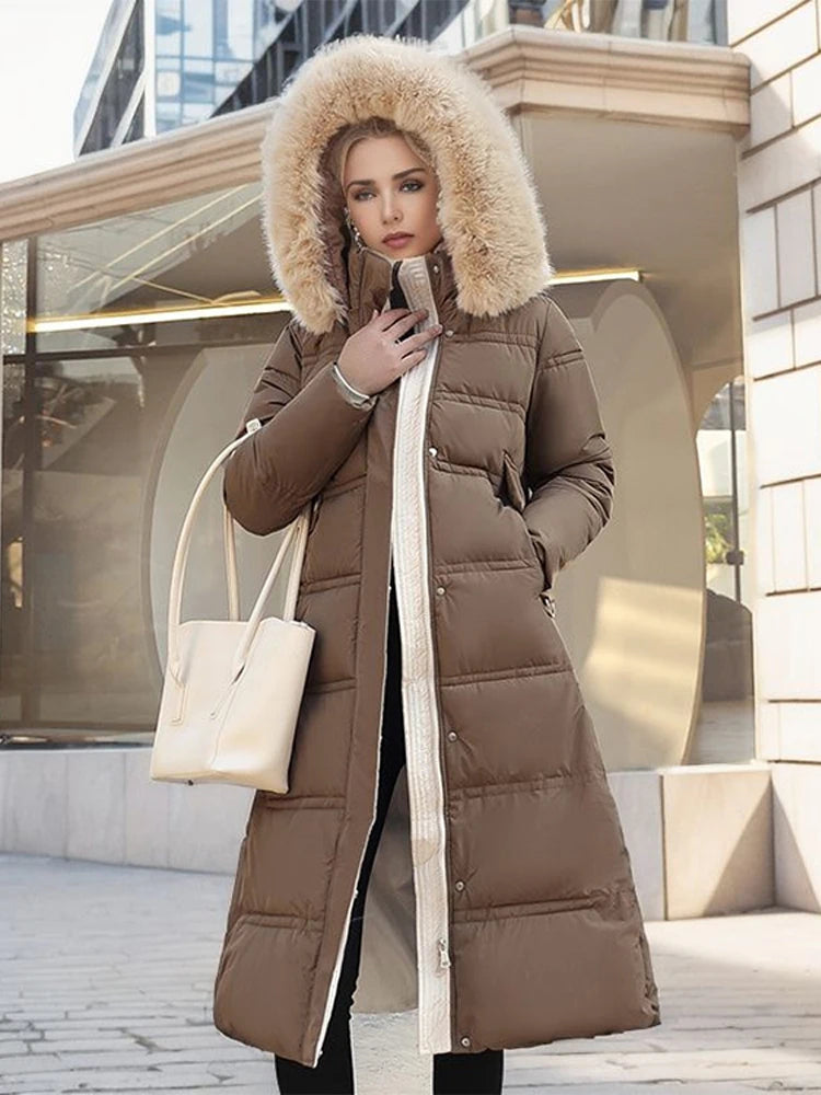 Anne - Winterjacke mit Fellkragen und Gürtel