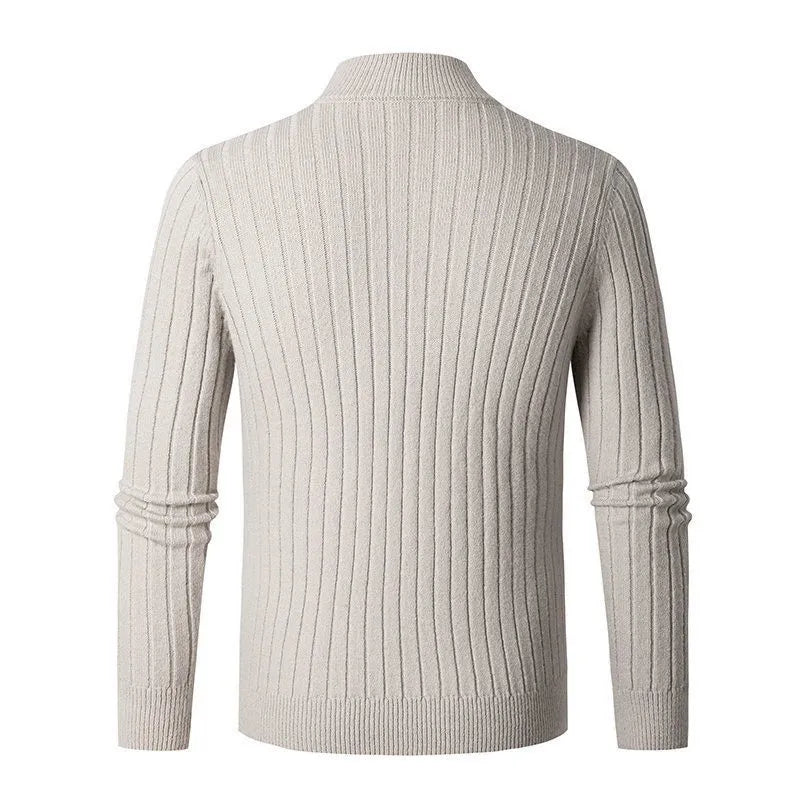 Herren Strickpullover mit halbem Reißverschluss – Eleganter Rippstrick für Business & Freizeit