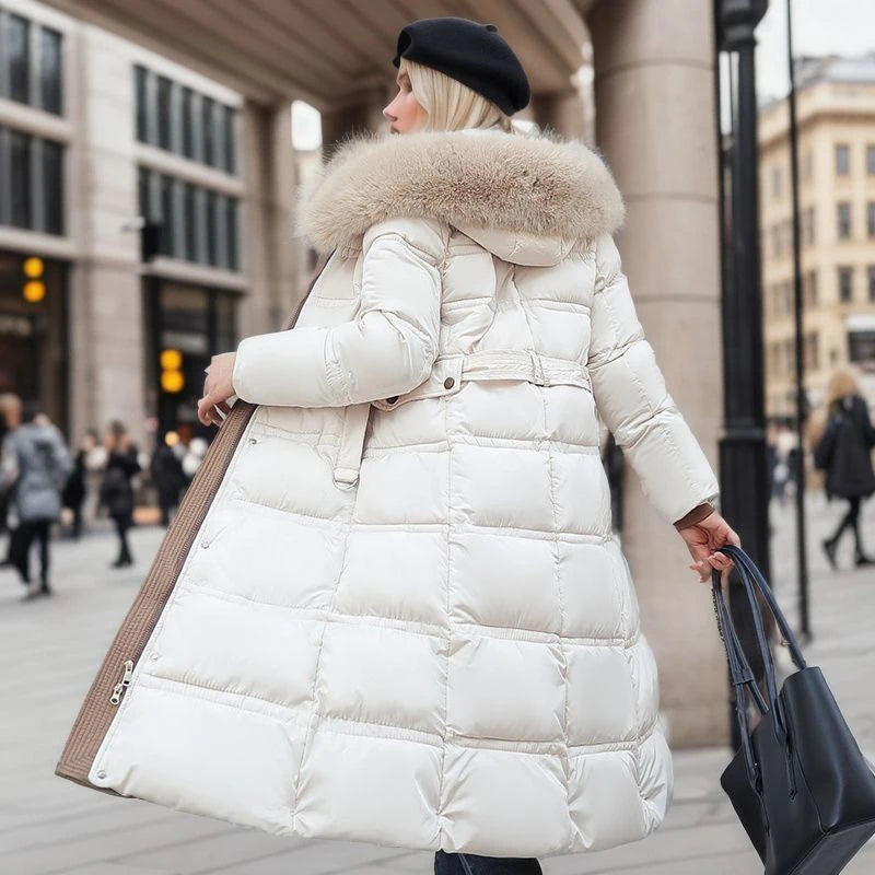 Anne - Winterjacke mit Fellkragen und Gürtel