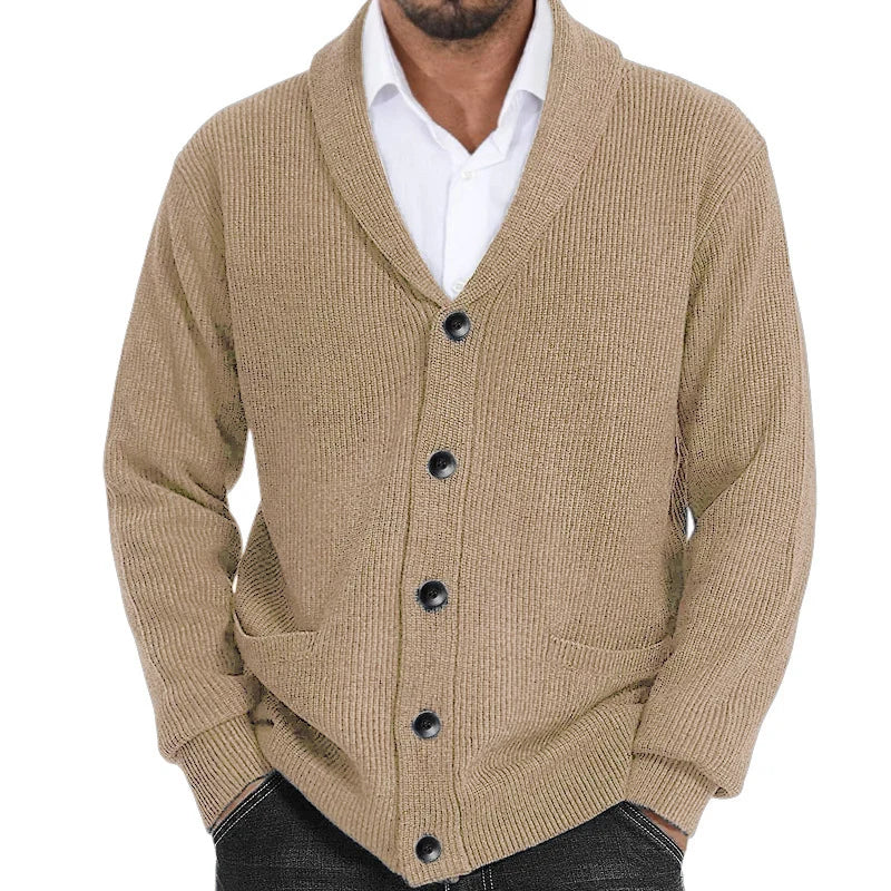 Cardigans en tricot pour hommes, pull décontracté, cardigans monochromes, revers boutonné, veste en tricot, pulls vintage pour hommes, automne, hiver, 2024