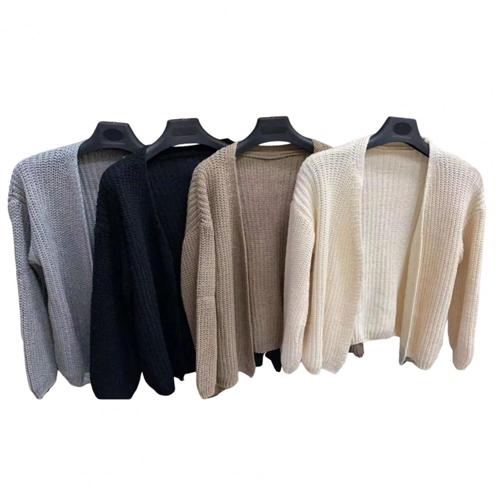 Amelie – Damen Strickjacke mit V-Ausschnitt und langen Laternenärmeln