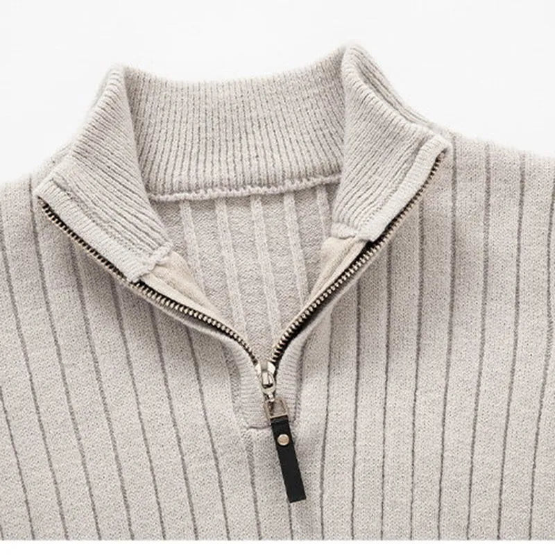 Herren Strickpullover mit halbem Reißverschluss – Eleganter Rippstrick für Business & Freizeit