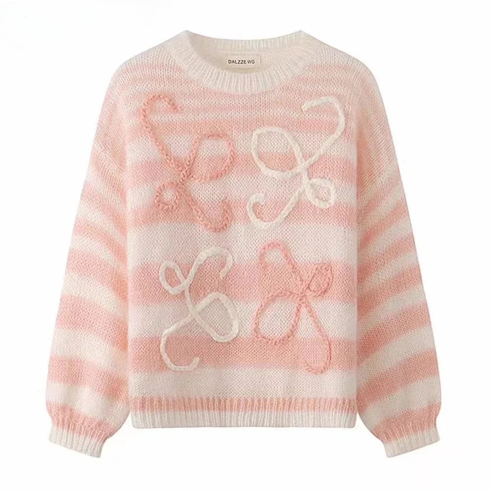 Elisabeth – Damen Strickpullover mit Regenbogenmuster für Herbst und Winter