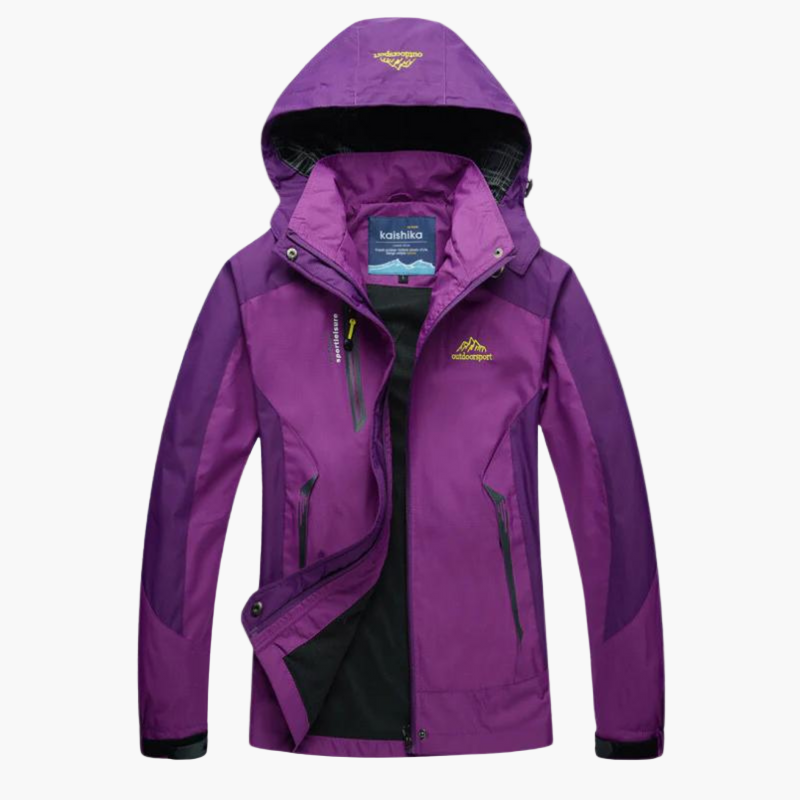 Damen Outdoor Wanderjacke mit Kapuze – Atmungsaktiv, Wind- & Wasserdicht, Ideal für Trekking & Camping