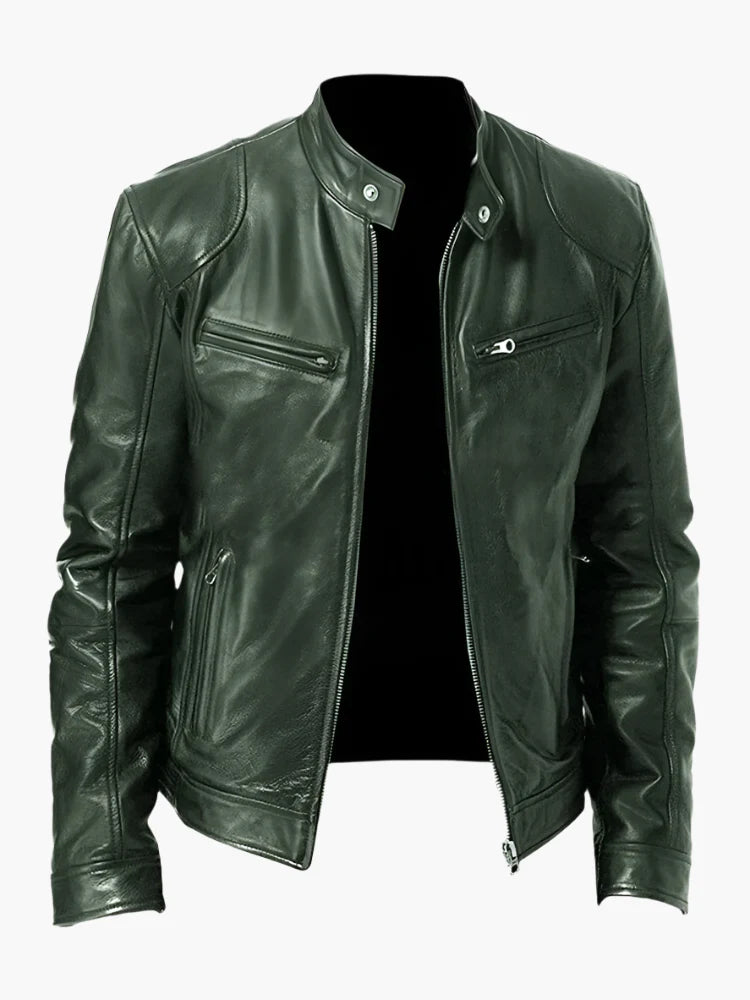 Herren Lederjacke im Biker-Stil – Klassische Allrounder Jacke für Freizeit und Alltag