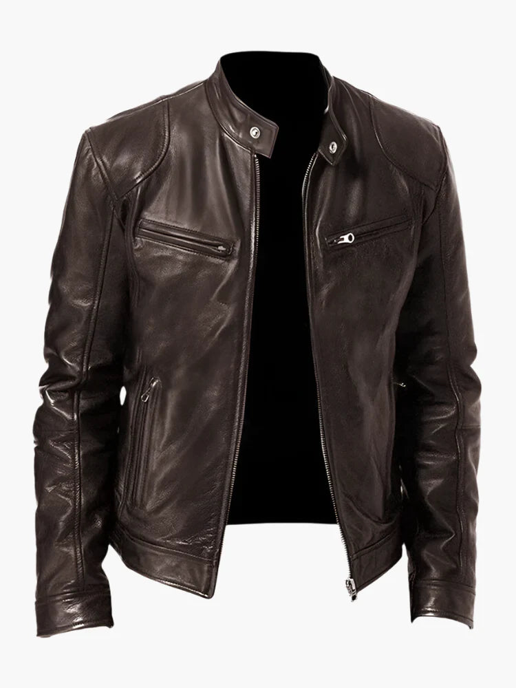 Herren Lederjacke im Biker-Stil – Klassische Allrounder Jacke für Freizeit und Alltag