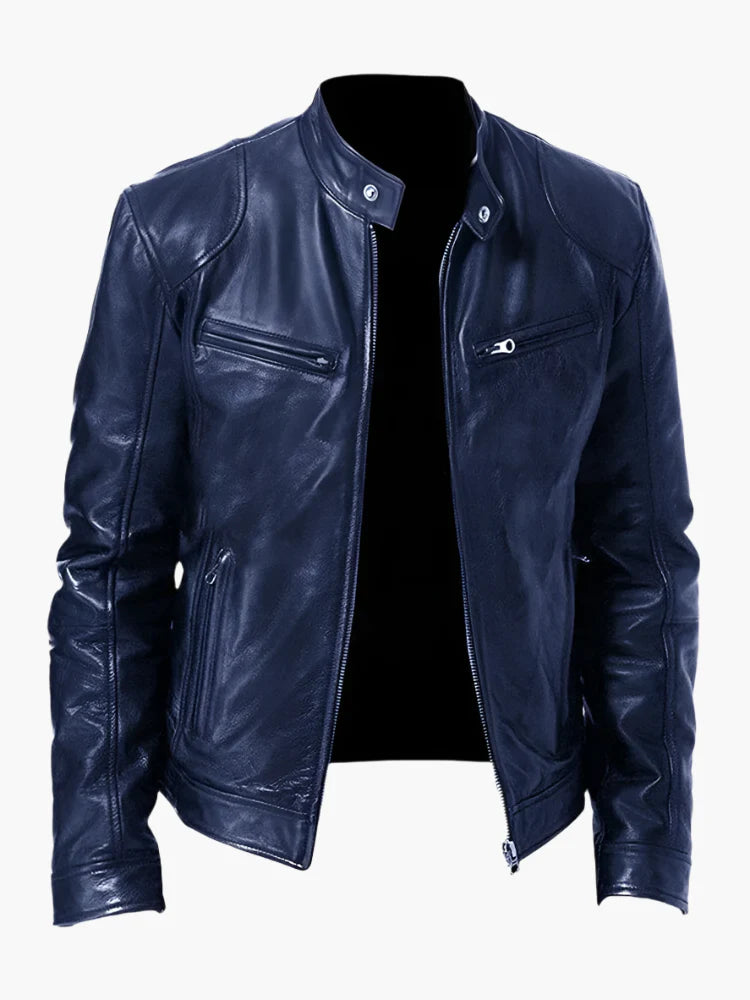 Herren Lederjacke im Biker-Stil – Klassische Allrounder Jacke für Freizeit und Alltag