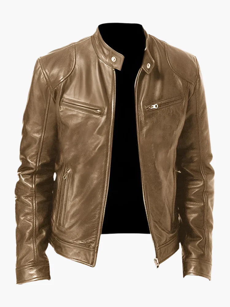 Herren Lederjacke im Biker-Stil – Klassische Allrounder Jacke für Freizeit und Alltag