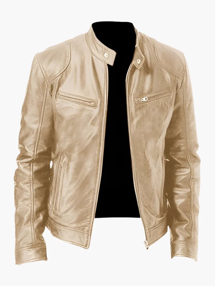 Herren Lederjacke im Biker-Stil – Klassische Allrounder Jacke für Freizeit und Alltag