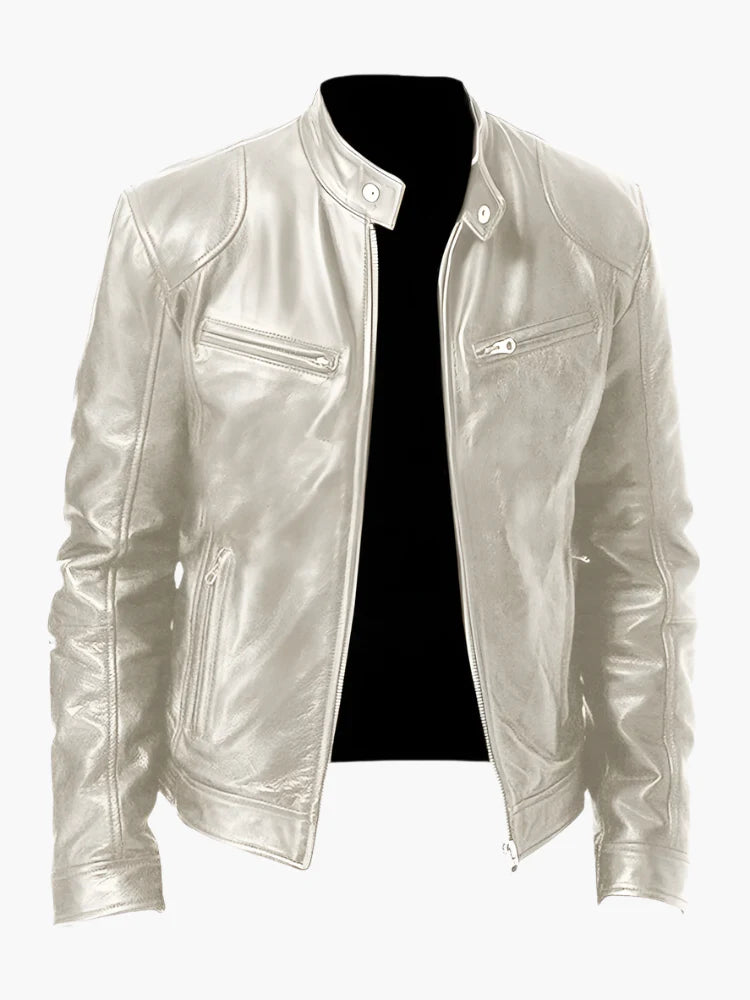 Herren Lederjacke im Biker-Stil – Klassische Allrounder Jacke für Freizeit und Alltag