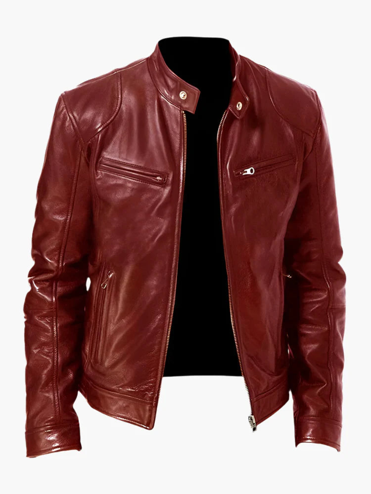 Herren Lederjacke im Biker-Stil – Klassische Allrounder Jacke für Freizeit und Alltag