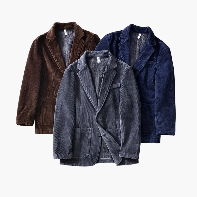 Herren Cord Blazer mit Fleece-Futter – Eleganter Freizeitjacke für Herbst und Winter
