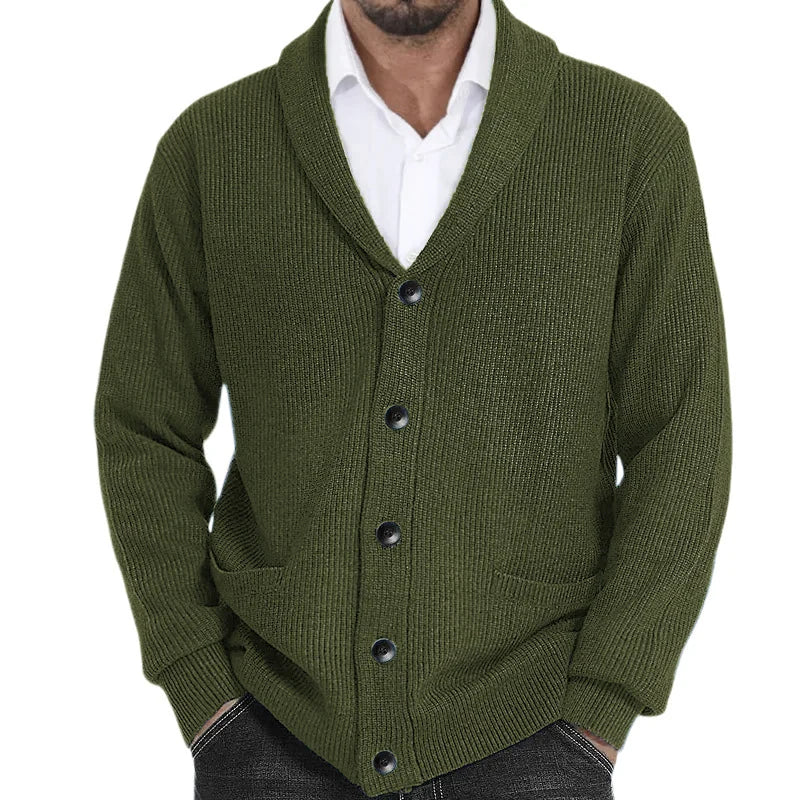Cardigans en tricot pour hommes, pull décontracté, cardigans monochromes, revers boutonné, veste en tricot, pulls vintage pour hommes, automne, hiver, 2024