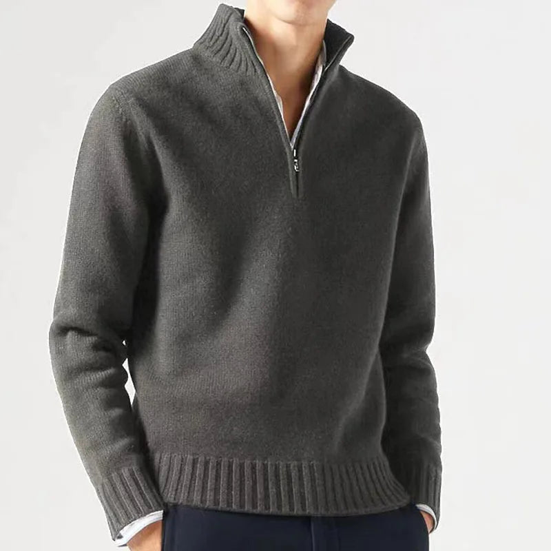 David – Herren Langarmpullover in Unifarben für den Alltag