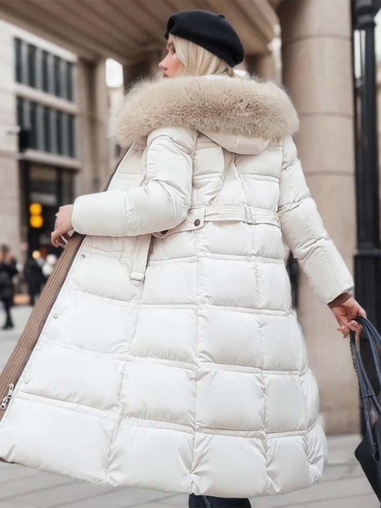 Anne - Winterjacke mit Fellkragen und Gürtel