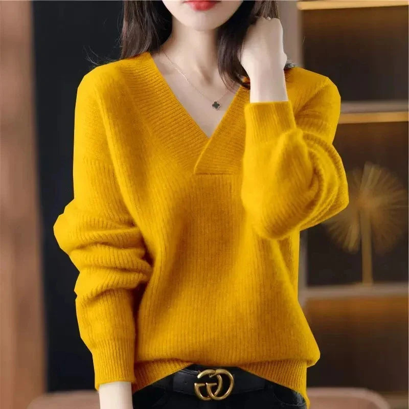 Helene – Locker gestrickter V-Ausschnitt-Pullover für Herbst und Winter