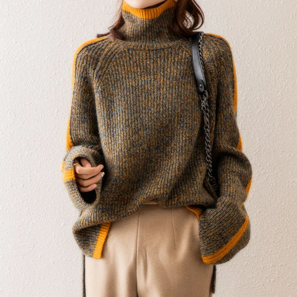 Damen Grobstrick Rollkragenpullover – Trendiger Winterpullover für Alltag & Freizeit