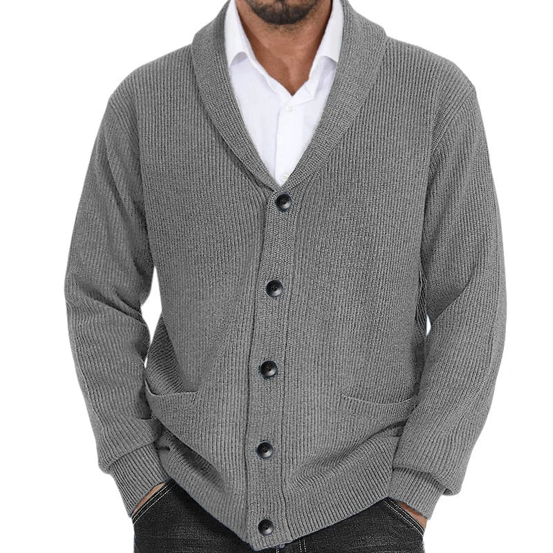 Cardigans en tricot pour hommes, pull décontracté, cardigans monochromes, revers boutonné, veste en tricot, pulls vintage pour hommes, automne, hiver, 2024