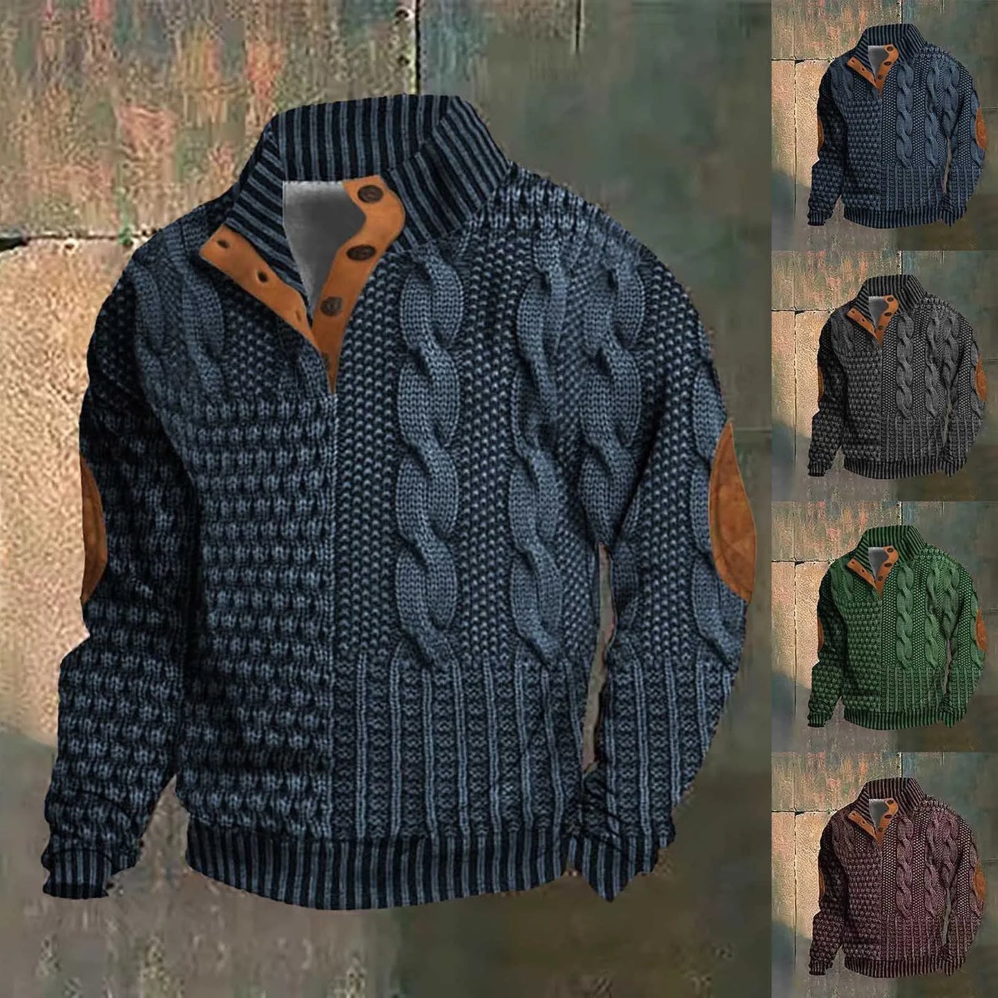 Raymond – Herrenpullover mit Knöpfen am Kragen und Kordelstruktur
