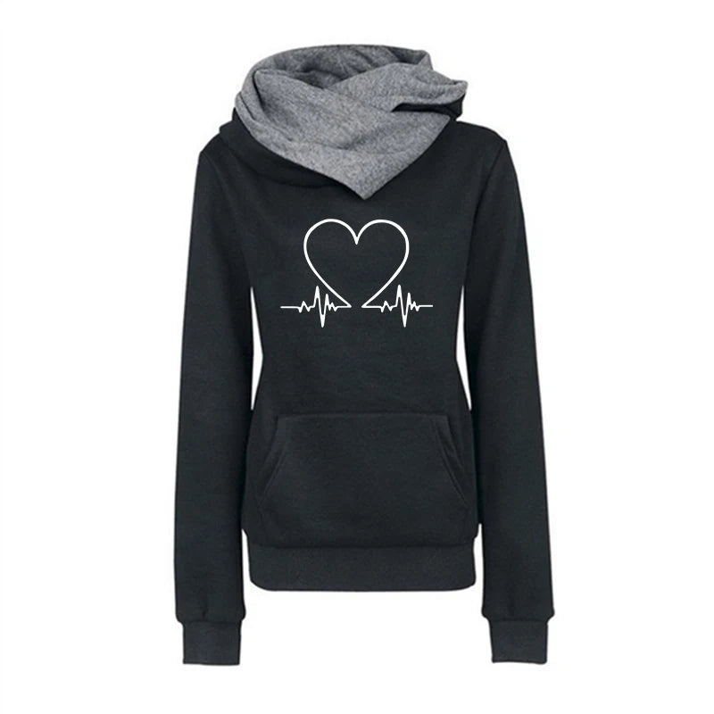 Tessa – Damen-Kapuzenpullover mit Herzschlag-Print